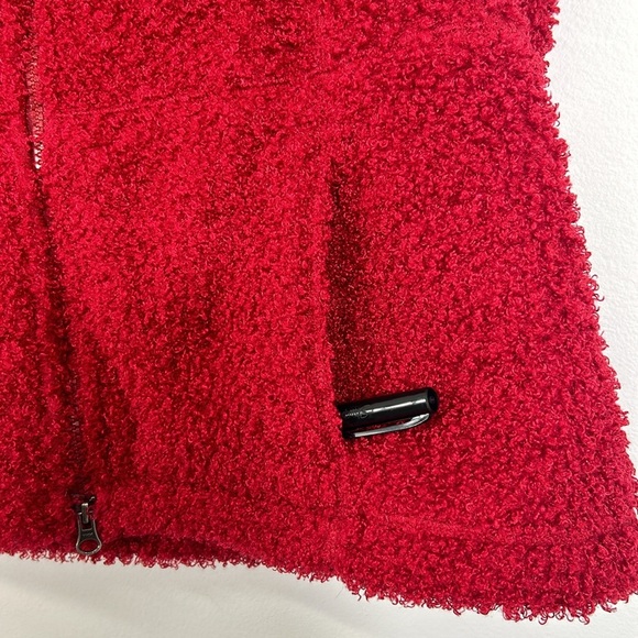 J Jill Red Fleece Vest Collar Pockets Walk Warm Jog Layer Women's Large Full Zip - Picture 4 of 11